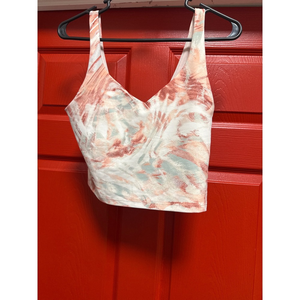 Old Navy Active PowerSoft Light Support Crop Tank Top V-Neck Tie Dye Medium